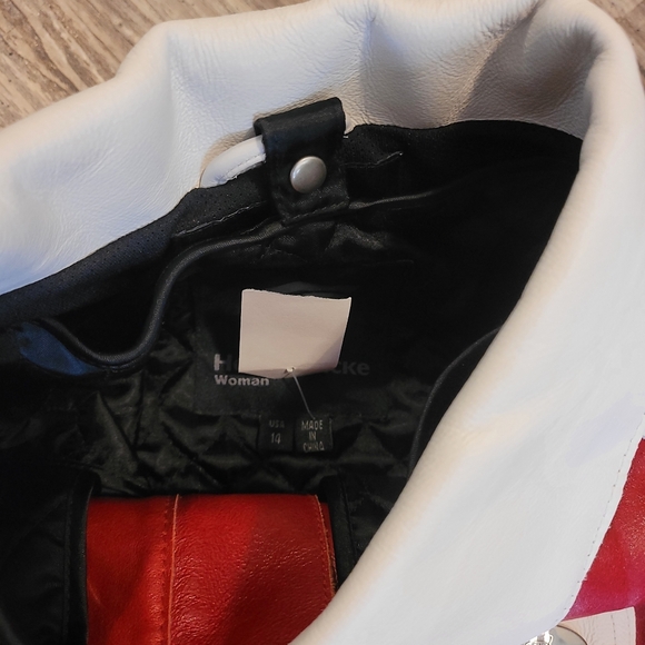Hein Gericke Leather Motorcycle Jacket Red Black Protective Women's 14 / XL - Picture 2 of 11